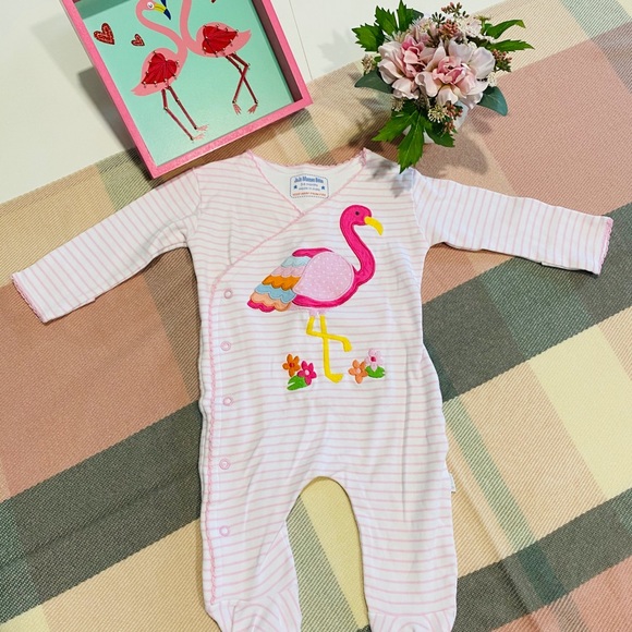 JoJo Maman Bebe One Pieces Nwot Pink Flamingo Footed Sleeper Kimono
